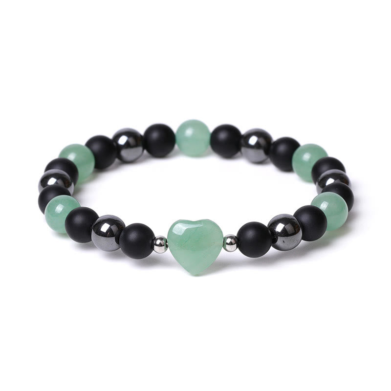 Bracelet de protection en forme de cœur Buddha Stones pierre d'onyx noir et œil de tigre en cristal