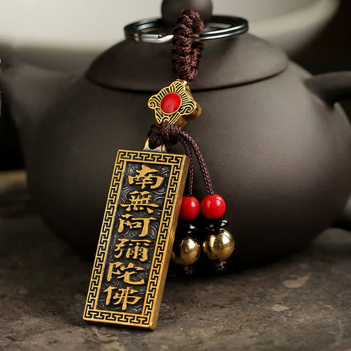 Porte-clés avec bénédiction de la paix Namo Amitabha - Cuivre - image 0