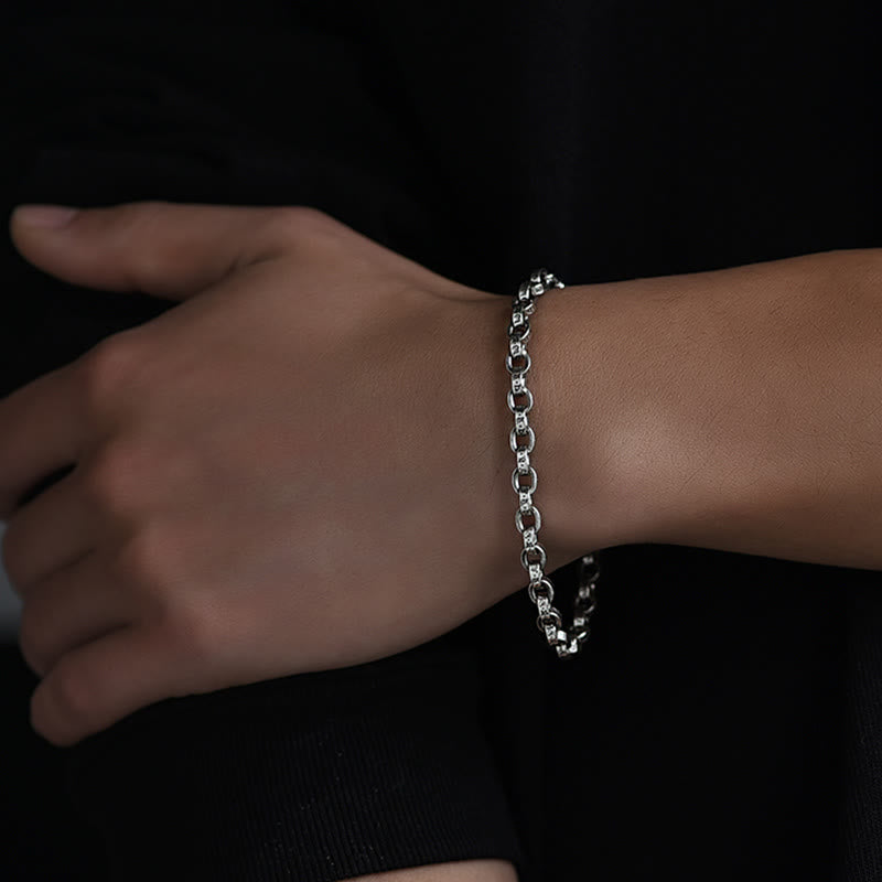 Bracelet en métal créatif sculpté Buddha Stones en argent sterling 925 Om Mani Padme Hum