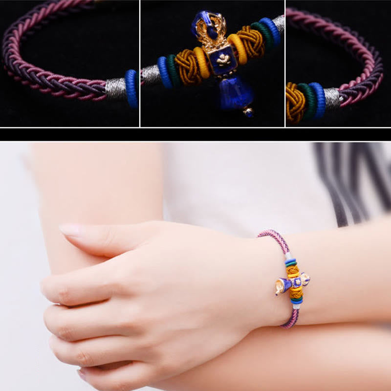 Bracelet tibétain fait main en corde Dorje Vajra à huit fils