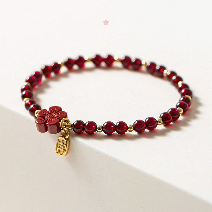 Bracelet Buddha Stones en or 14 carats avec grenat naturel et cinabre - image 3