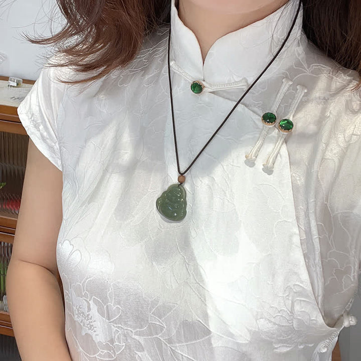 Collier pendentif en jade Hetian avec Bouddha rieur et guérison calme - image 4
