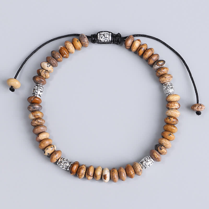 Bracelet en fil de perles positives en jaspe photo
