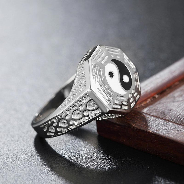 Bague porte-bonheur en cuivre avec symbole Yin Yang