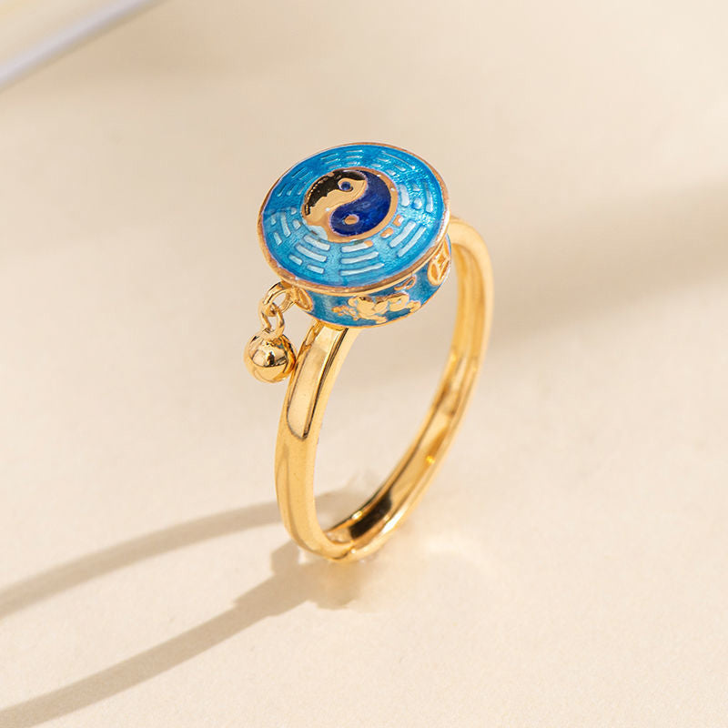 Bague rotative Yin Yang en cuivre pour la chance et la richesse