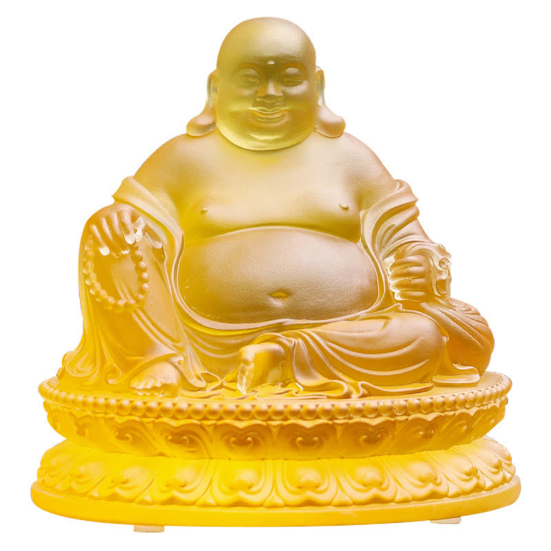 Buddha Stones Figurine de Bouddha rieur faite à la main Pièce d'art en cristal Liuli Statue de richesse Décoration de la maison - image 10