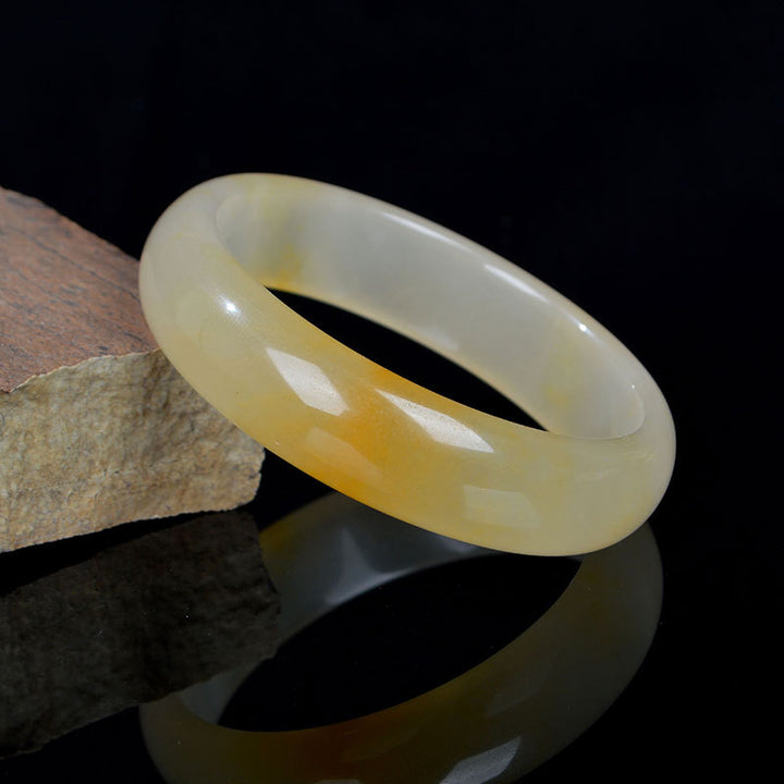 Bracelet jonc en jade de soie doré naturel pour la chance et la richesse