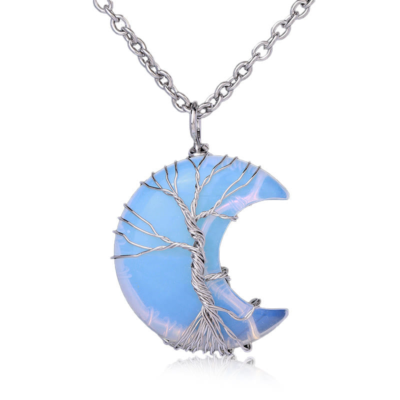 Collier pendentif en cristal de quartz naturel Buddha Stones Moon Tree Of Life Healing Energy - Opale - image 13