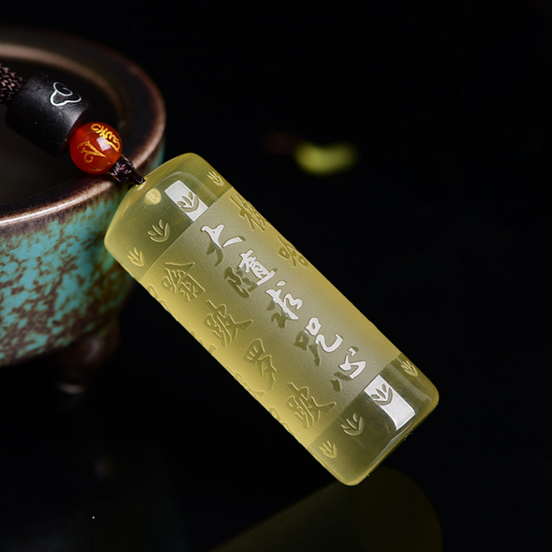 Collier pendentif force bonheur citrine Sutra du cœur