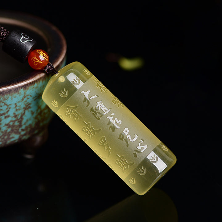 Collier pendentif force bonheur citrine Sutra du cœur