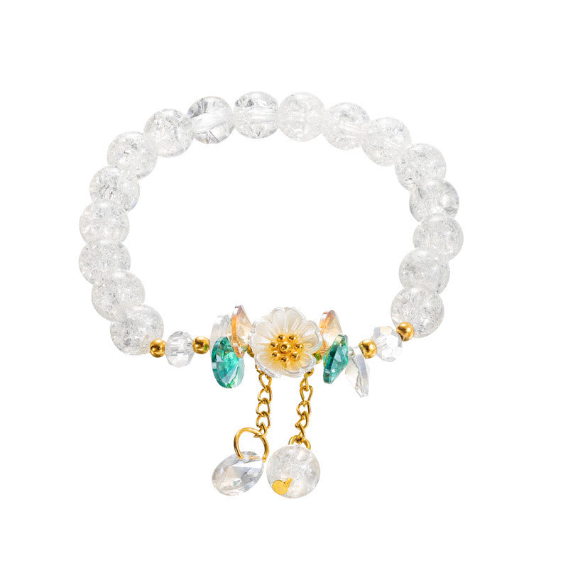 Bracelet en perles de verre à breloques en forme de fleur Buddha Stones au design simple