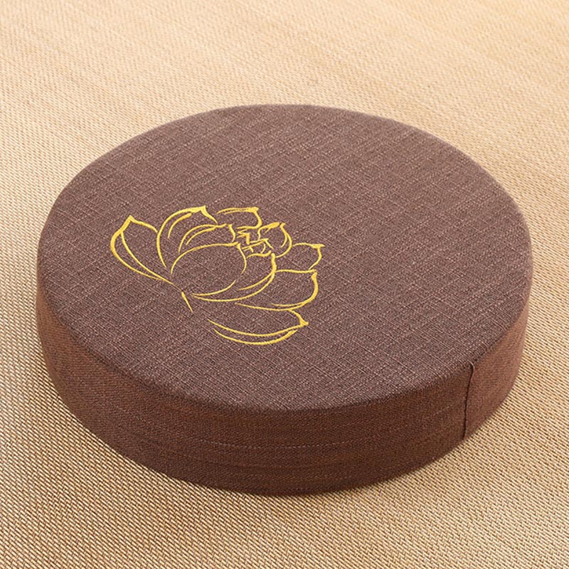 Coussin de siège de méditation en coton et lin avec broderie de Buddha Stones et de lotus - image 11