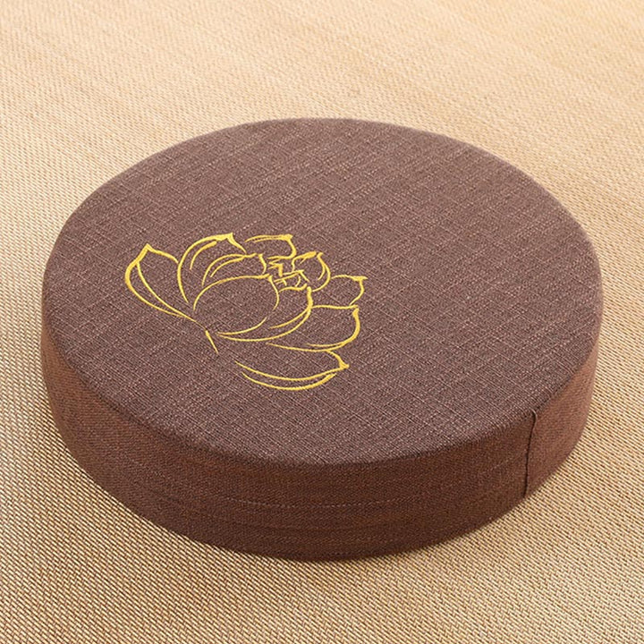 Coussin de siège de méditation en coton et lin avec broderie de Buddha Stones et de lotus - image 11