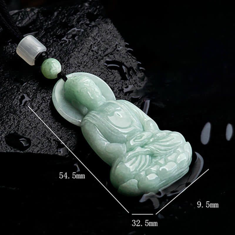 Collier en cordon de compassion avec amulette en jade Bouddha Amitabha et Buddha Stones