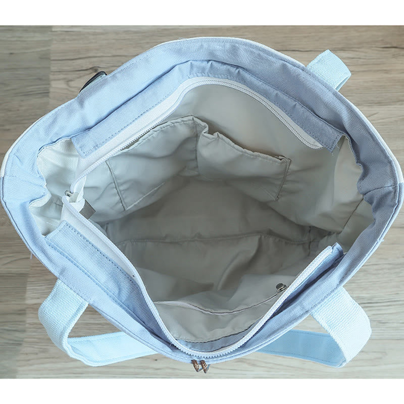 Sac à bandoulière en toile brodée de bambou avec fleur de poire, prunier, fleur de pêcher, grande capacité, sac fourre-tout