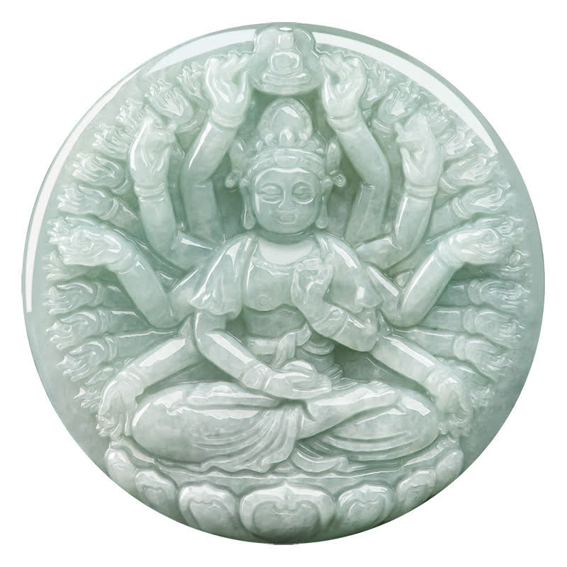 Collier pendentif en jade à mille mains Kwan Yin Avalokitesvara