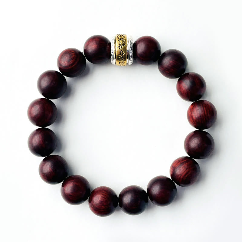 Bracelet de protection en amulette de petite feuille de bois de santal rouge de Buddha Stones