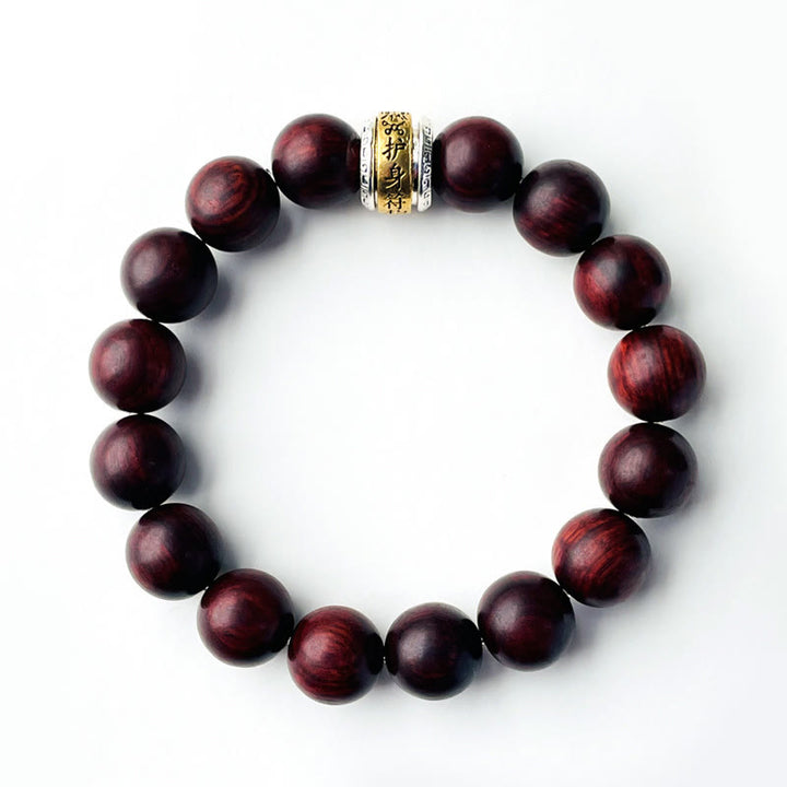 Bracelet de protection en amulette de petite feuille de bois de santal rouge de Buddha Stones