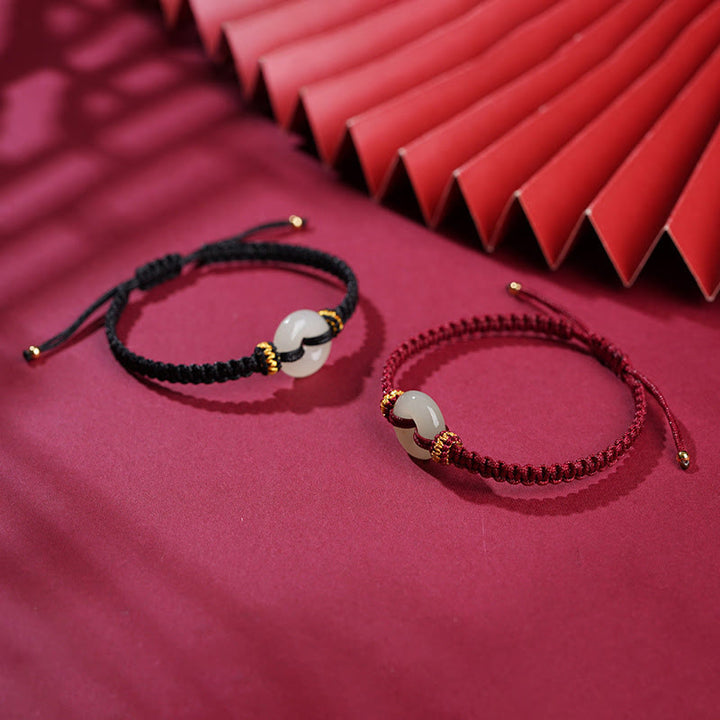 Bracelet tressé en jade avec boucle de paix et Buddha Stones