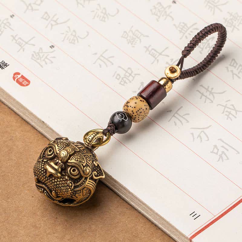 Porte-clés en cuivre PiXiu Wealth Buddha Stones