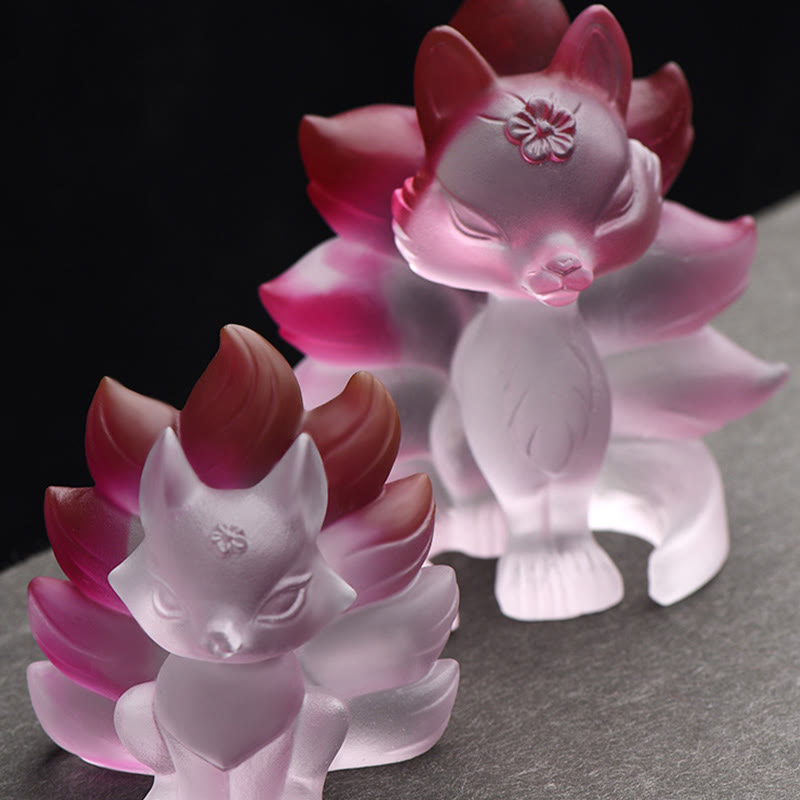 Buddha Stones Petit renard à neuf queues Succès Force Figurine Décoration de la maison