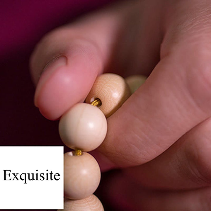 Bracelet Mala en bois d'Abelia Biflora naturel Buddha Stones et bénédiction