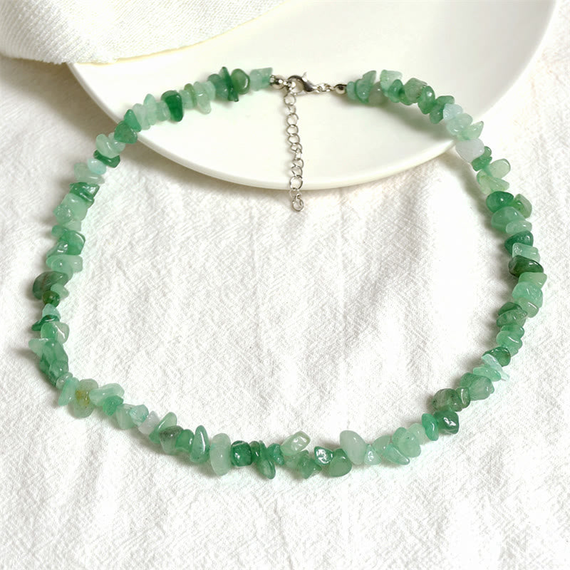 Collier porte-bonheur en pierre de cristal naturelle Buddha Stones - Aventurine verte - image 0