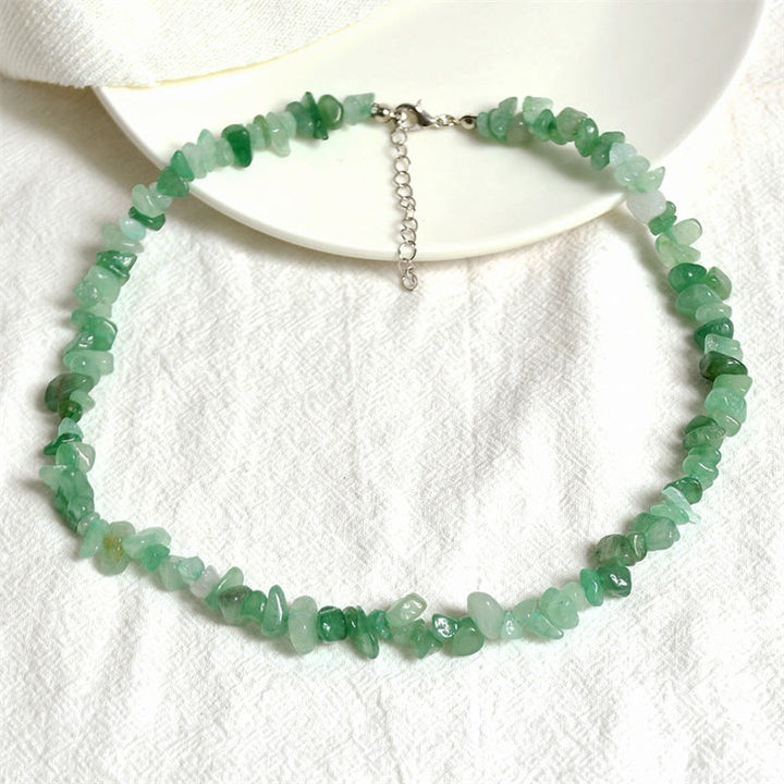 Collier porte-bonheur en pierre de cristal naturelle Buddha Stones - Aventurine verte - image 0