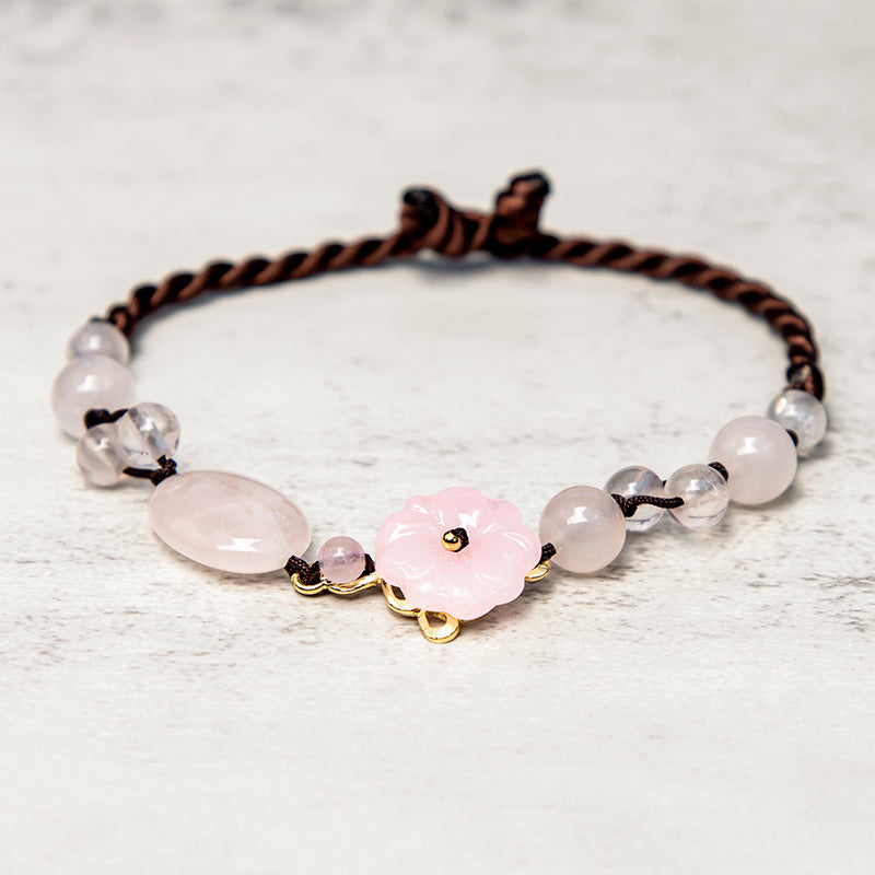 Bracelet de cheville apaisant en cristal rose La Fleur de l'Amour - image 4