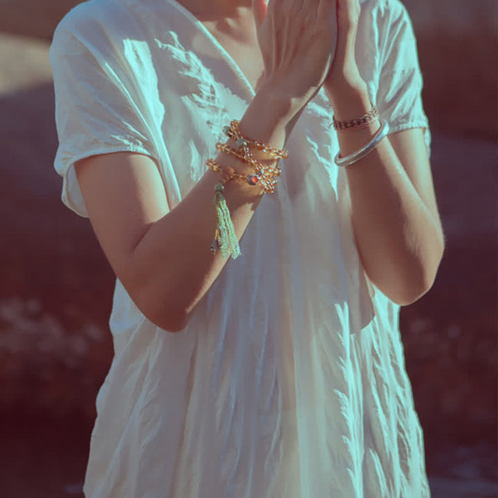 Bracelet Mala 108 Buddha Stones, citrine, bois de santal, turquoise, protection et prospérité - image 7