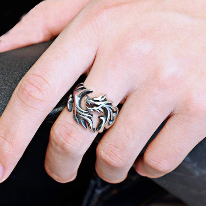 Bague ajustable avec force de protection et motif dragon et Buddha Stones - image 5