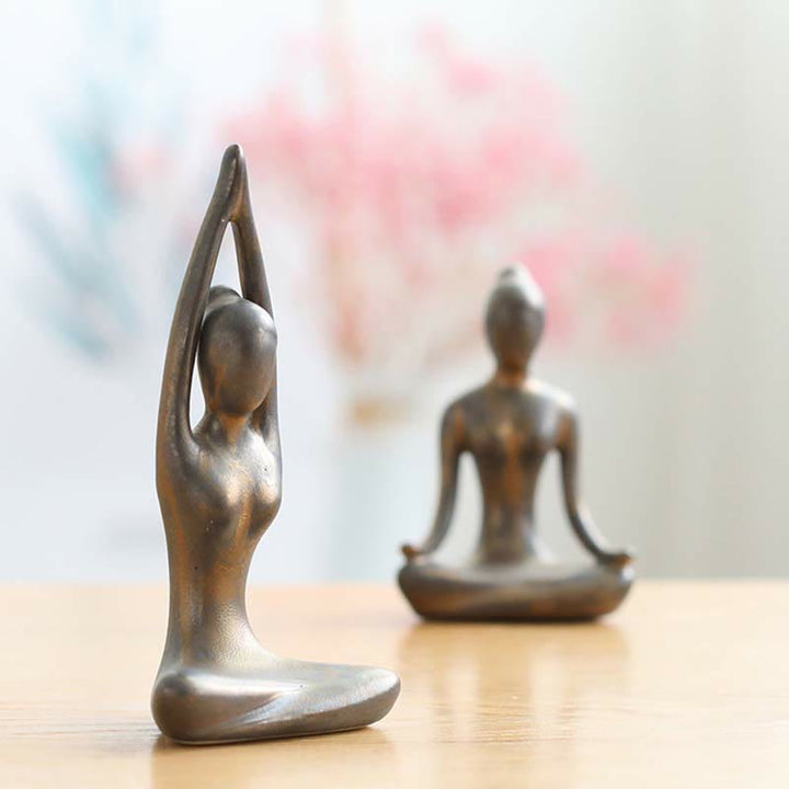 Exercice de méditation de yoga abstrait Céramique Figurine spirituelle Sculpture Décoration - image 13