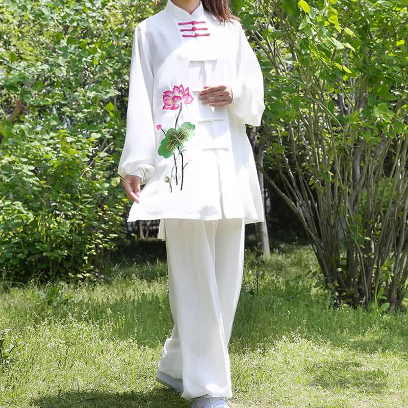 Ensemble de vêtements pour femmes Buddha Stones, fleur de lotus, motif feuille, Tai Chi, méditation, prière, pratique spirituelle zen - image 5