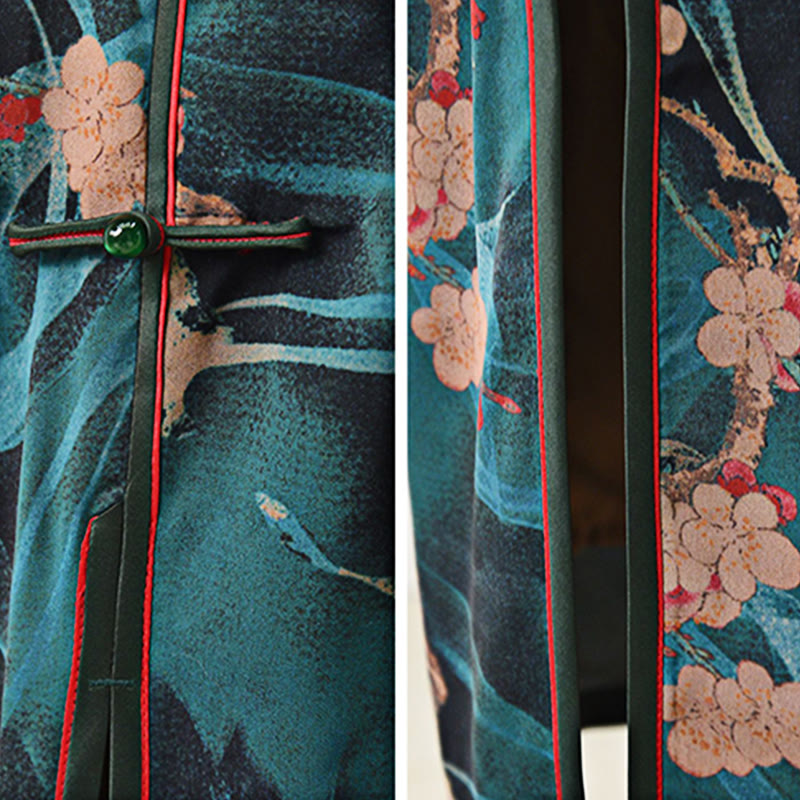 Robe Qipao à imprimé floral rose vintage Buddha Stones pour femme - image 7