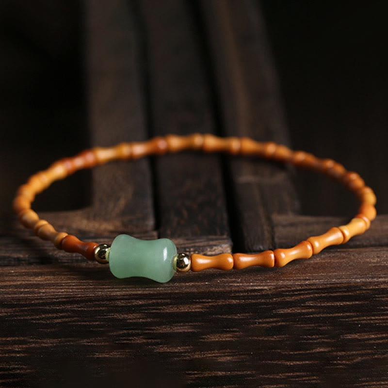 Bracelet porte-bonheur en aventurine verte naturelle avec noyau d'olive et pierres de Buddha Stones