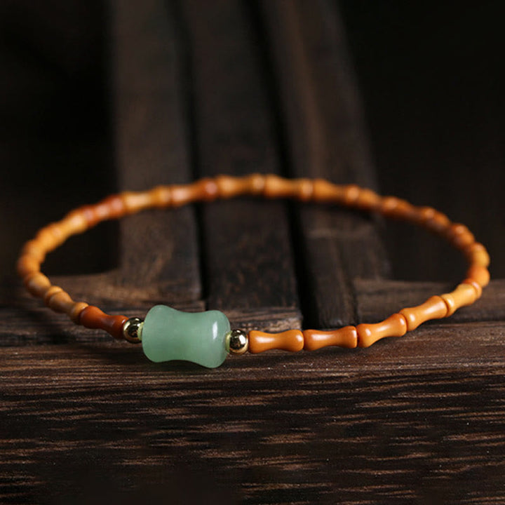 Bracelet porte-bonheur en aventurine verte naturelle avec noyau d'olive et pierres de Buddha Stones