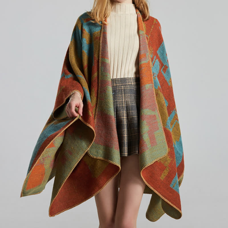 Écharpe châle orange tibétain chaud - image 10