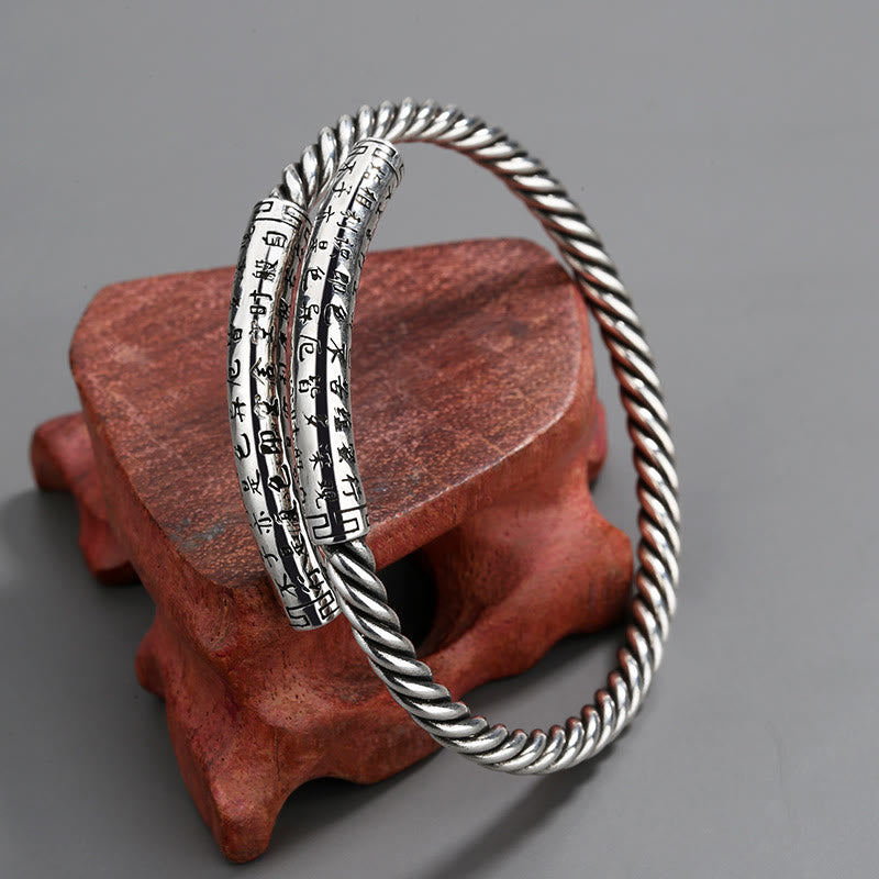 Bracelet d'équilibre à motif torsadé Buddha Stones et cœur rétro Sutra