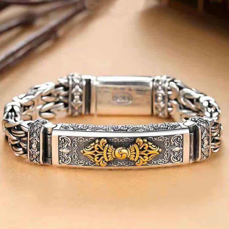 Bracelet d'équilibre en cuivre tressé torsadé Vajra Dorje Buddha Stones