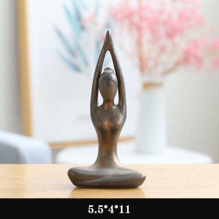Exercice de méditation de yoga abstrait Céramique Figurine spirituelle Sculpture Décoration - Or - Étirer les mains - image 12