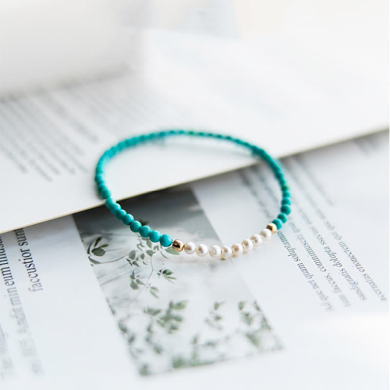 Bracelet en perles de turquoise naturelles en argent sterling 925 de Buddha Stones