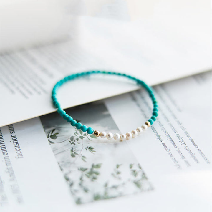 Bracelet en perles de turquoise naturelles en argent sterling 925 de Buddha Stones