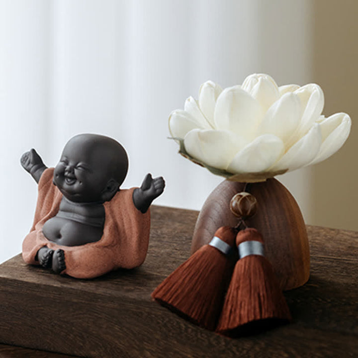 Décorations de guérison apaisantes en forme de fleur de Bouddha en bois de pêcher noir - image 8