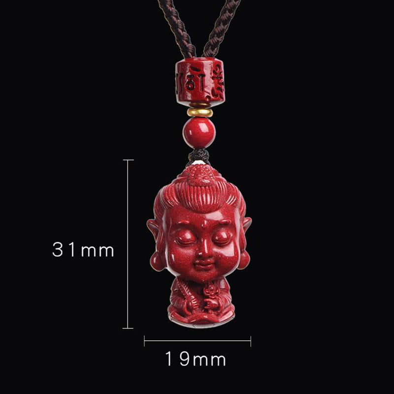 Buddha Stones Zodiaque chinois Bouddha natal Amulette en cinabre naturel Collier pendentif éloignant les mauvais esprits