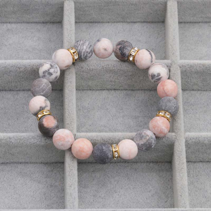 Bracelet de perles en jaspe zèbre en cristal de guérison de l'anxiété et du stress Buddha Stones