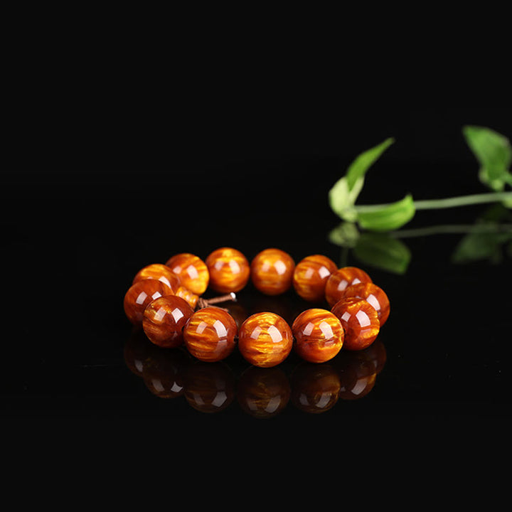 Bracelet Mala positif de réussite en saule de mer doré Buddha Stones