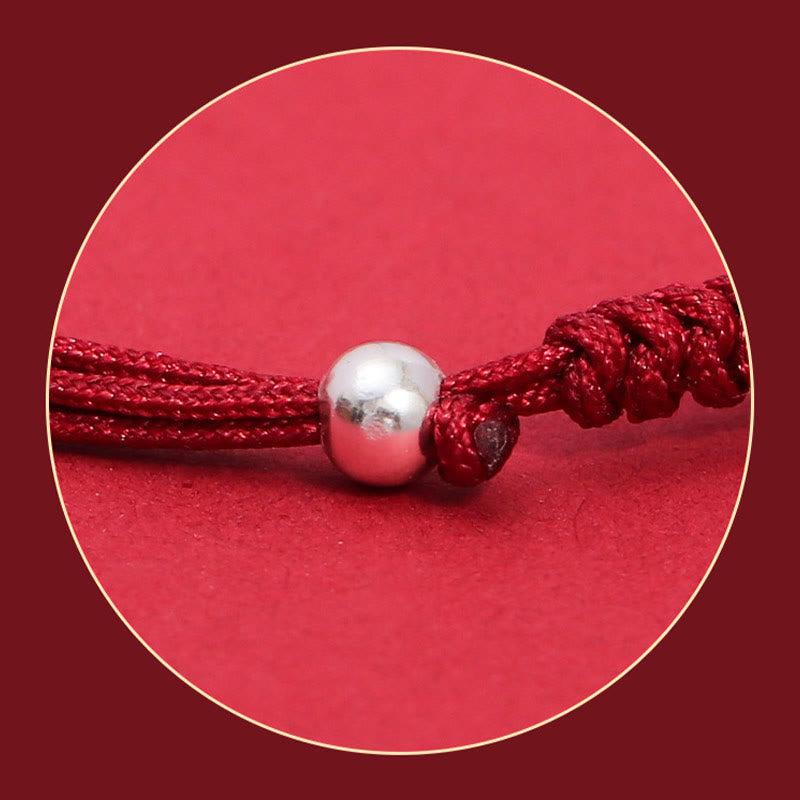 Bracelet tressé en argent sterling 999 avec perles de quartz fraise PiXiu de Buddha Stones pour la richesse et la chance