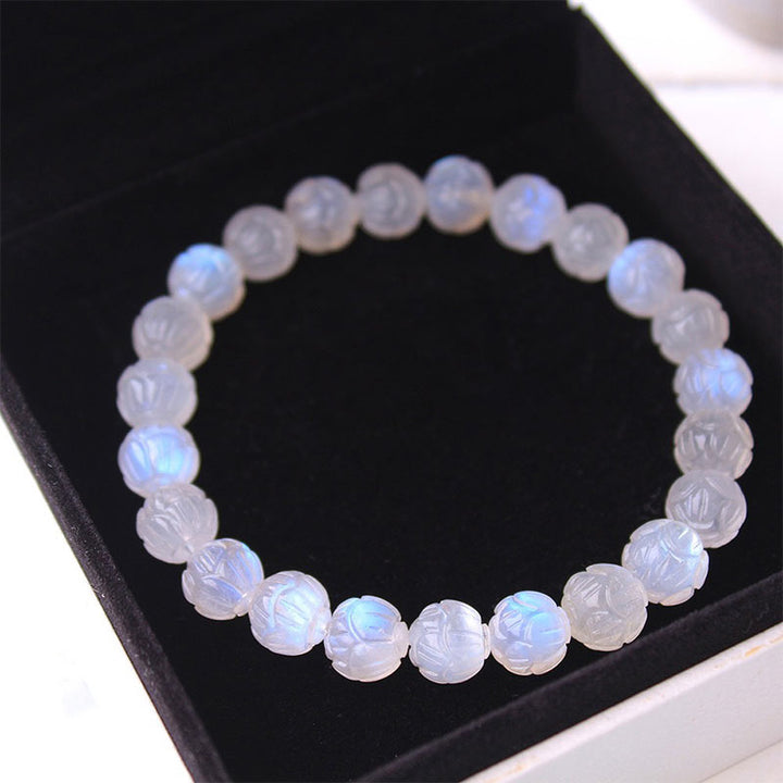 Bracelet Lotus Love en pierre de lune naturelle de Buddha Stones