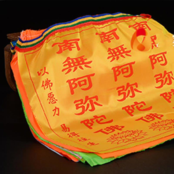 Buddha Stones Drapeau de prière tibétain à 7 couleurs, symbole du cheval du vent et du lotus, pour l'extérieur (21 pièces). - image 17