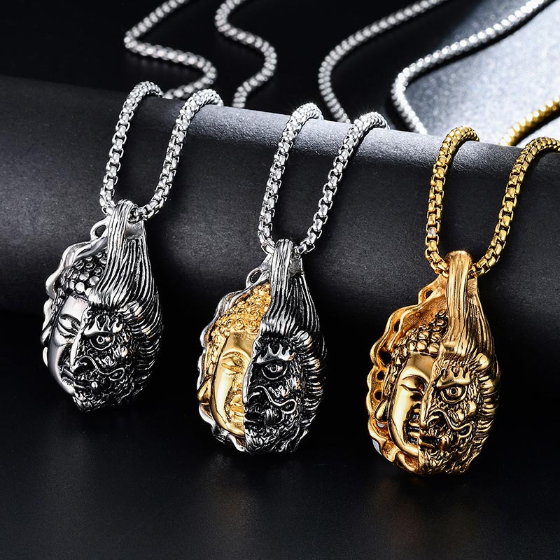 Collier puissant mi-bouddha mi-diable en Buddha Stones